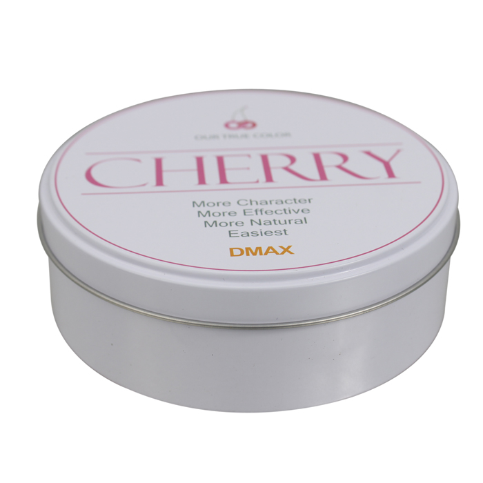 round cherry tin box