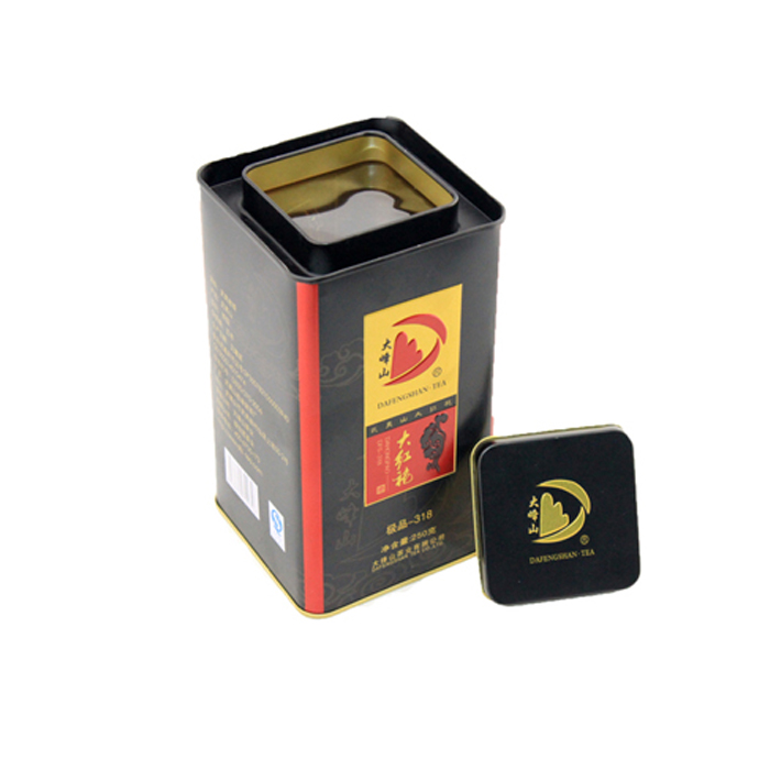 airtight square lid tea tin