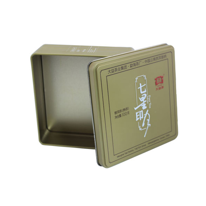 square tea storage tin