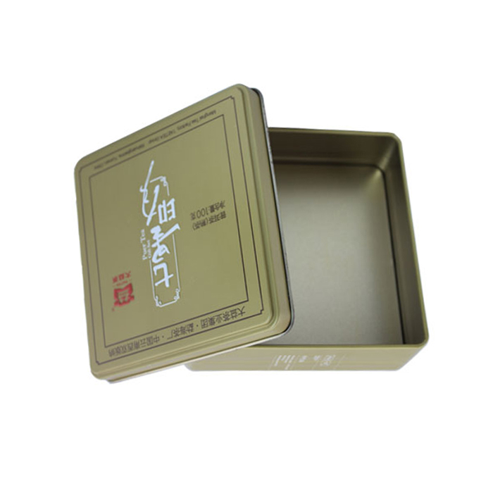 square tea storage tin